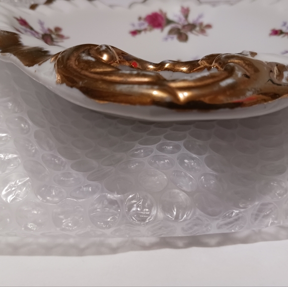 Vintage Moss Rose China Candy Dish 28/6M Gold Trim Scalloped Edge - Picture 6 of 12